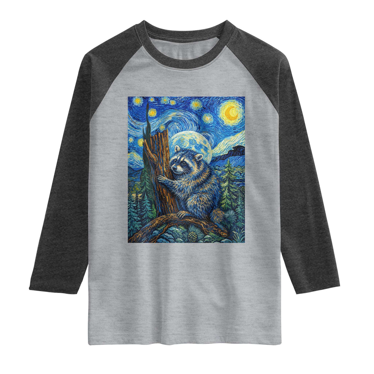 Seattle Trash Panda Starry Night Graphic Raglan Shirt Funny Short King Raccoon
