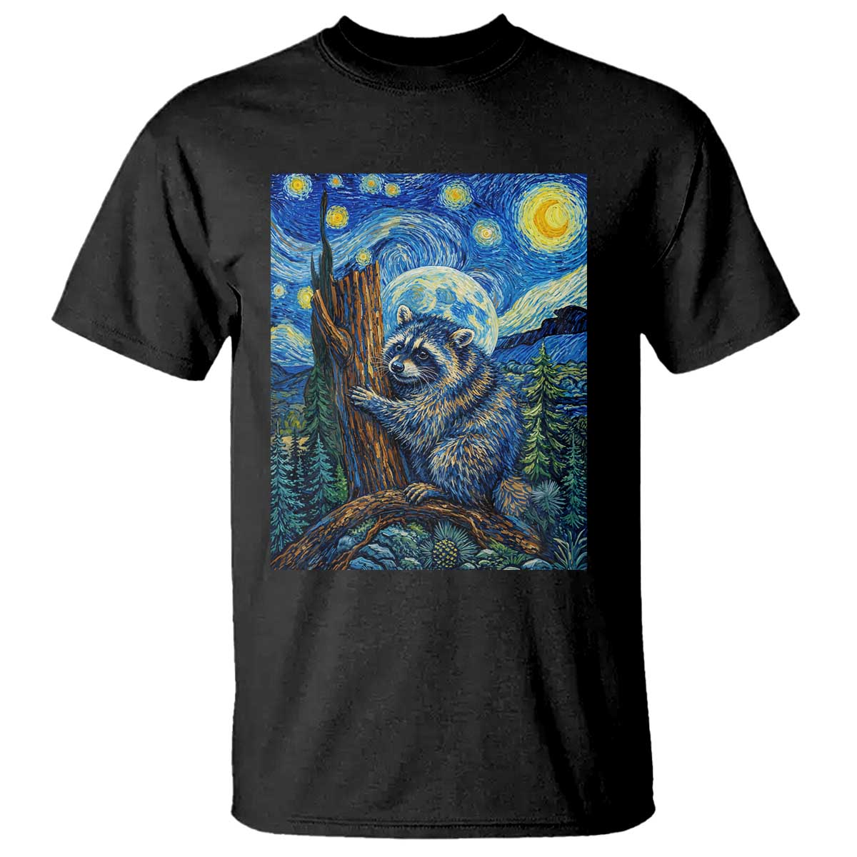 Seattle Trash Panda Starry Night Graphic T Shirt Funny Short King Raccoon