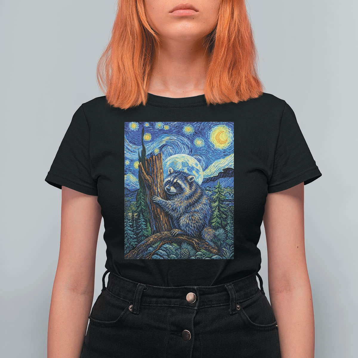 Seattle Trash Panda Starry Night Graphic T Shirt For Women Funny Short King Raccoon
