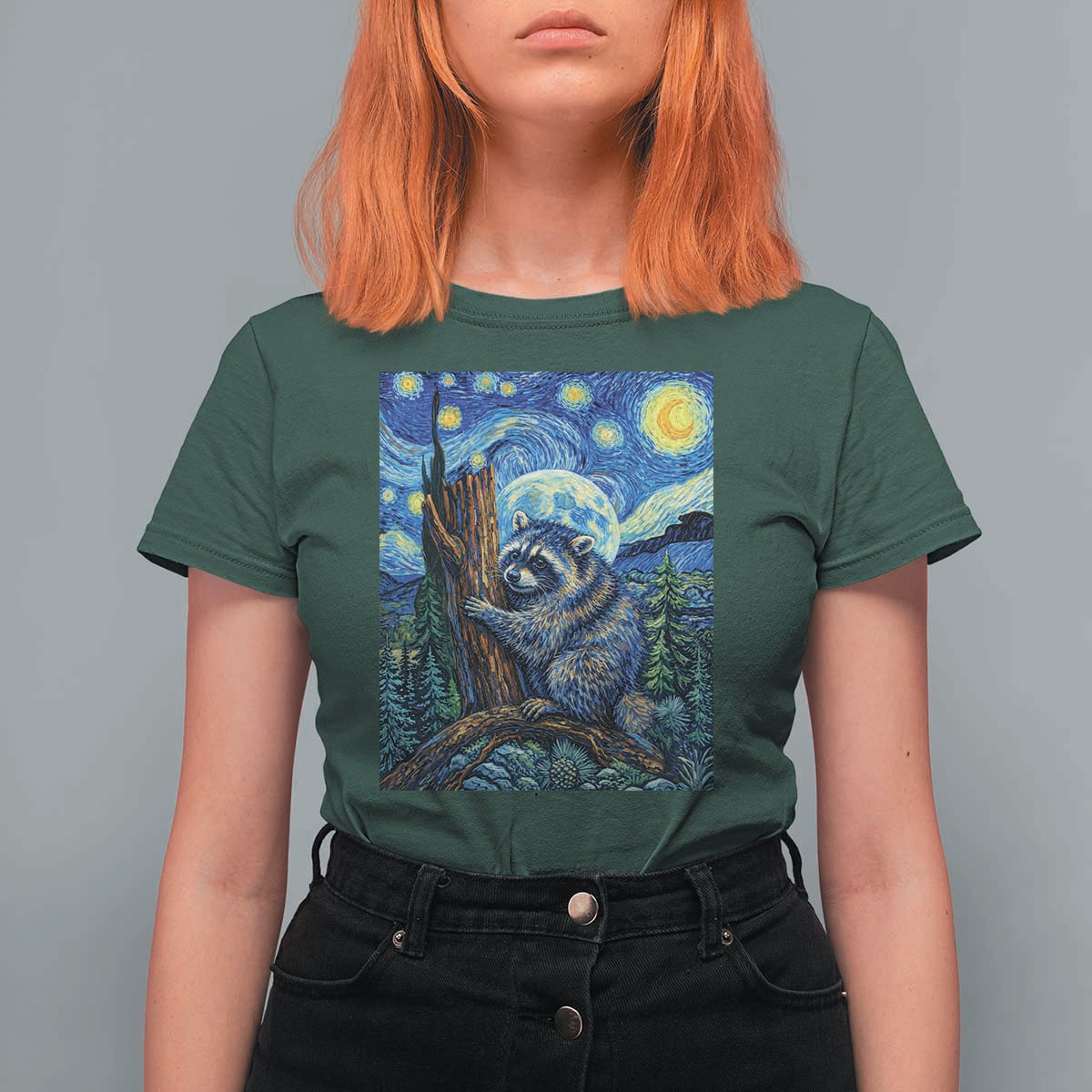 Seattle Trash Panda Starry Night Graphic T Shirt For Women Funny Short King Raccoon