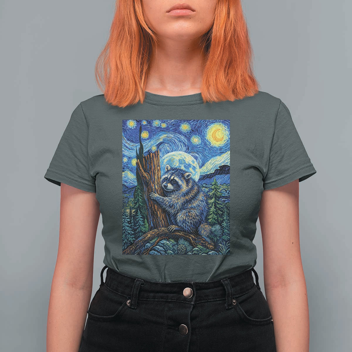 Seattle Trash Panda Starry Night Graphic T Shirt For Women Funny Short King Raccoon