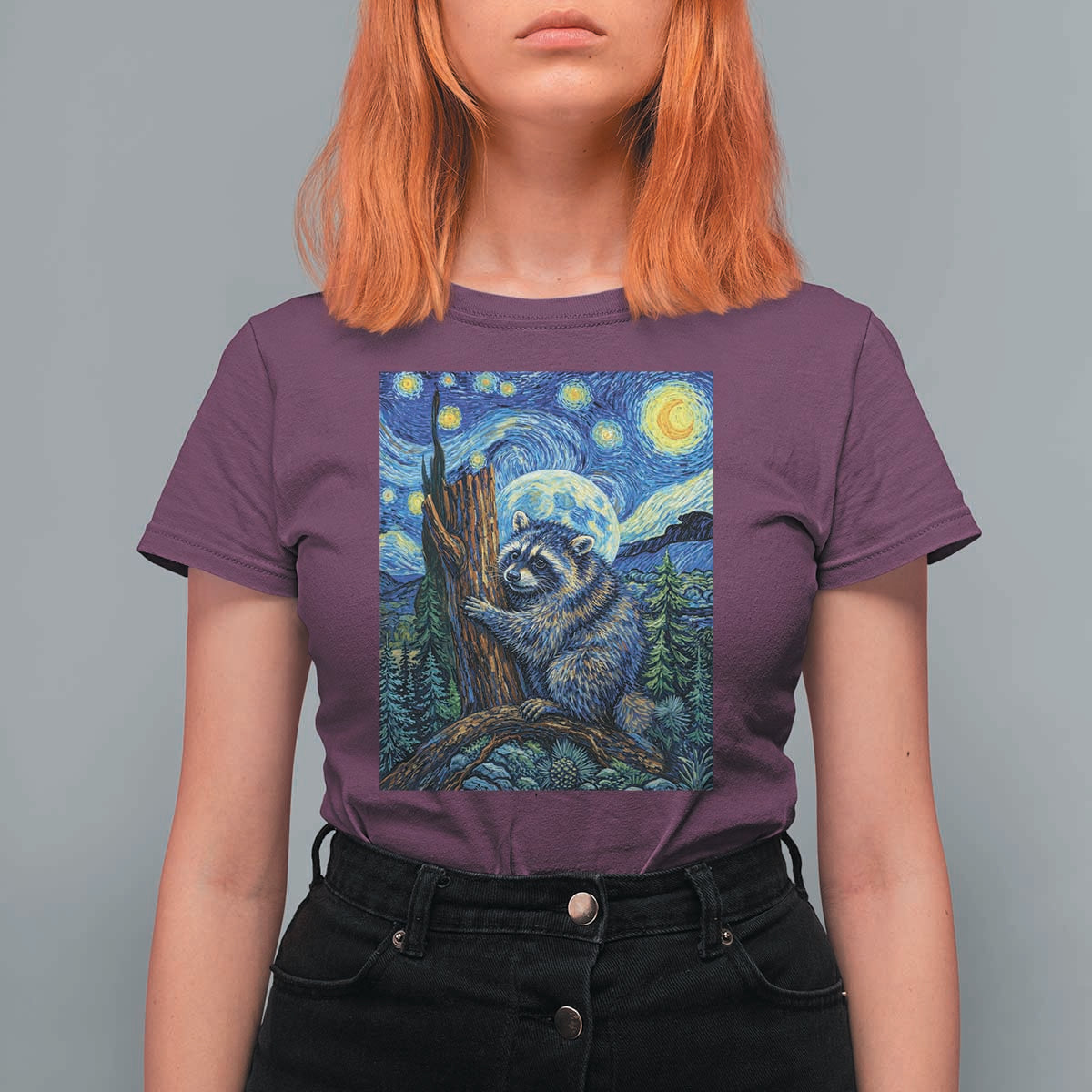 Seattle Trash Panda Starry Night Graphic T Shirt For Women Funny Short King Raccoon