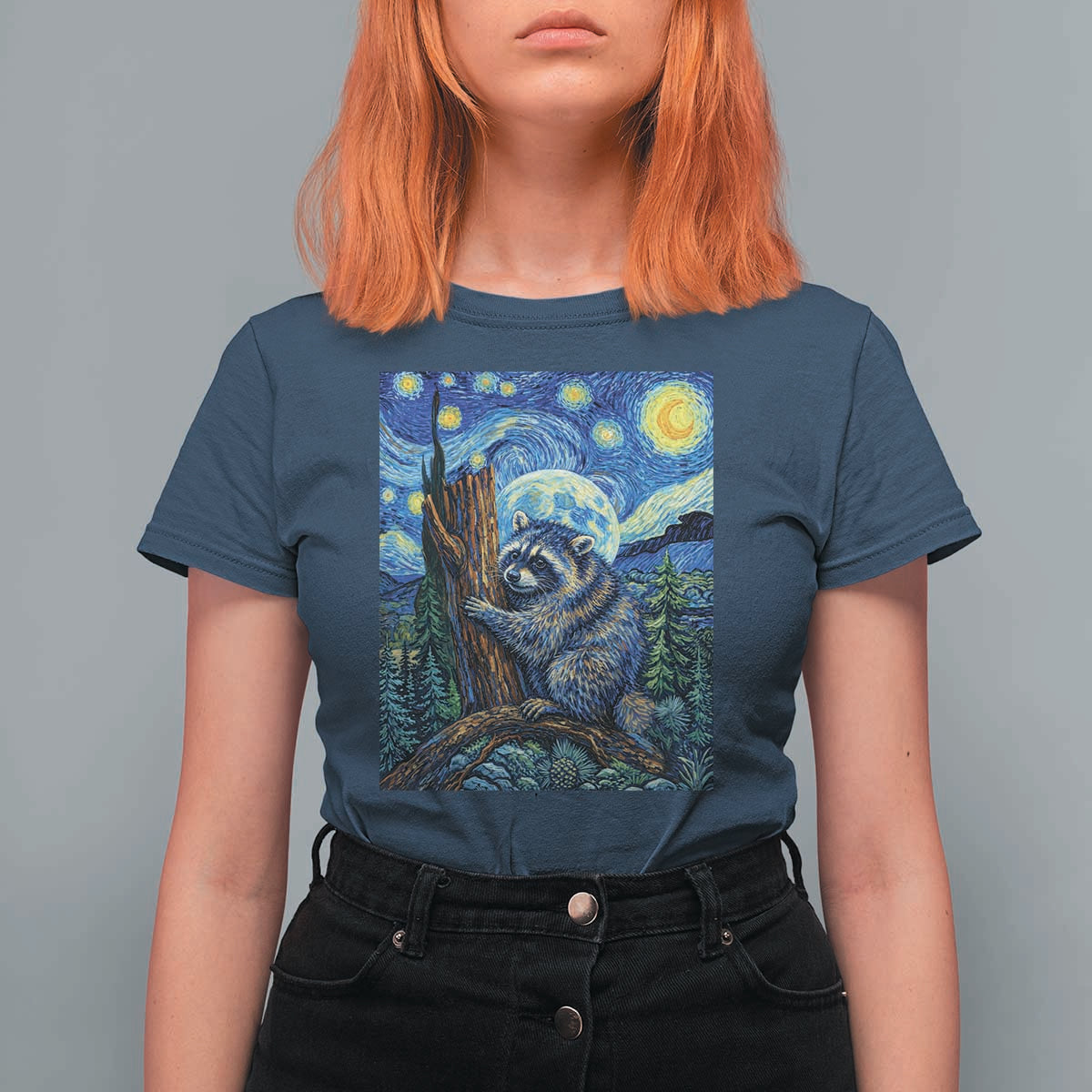 Seattle Trash Panda Starry Night Graphic T Shirt For Women Funny Short King Raccoon