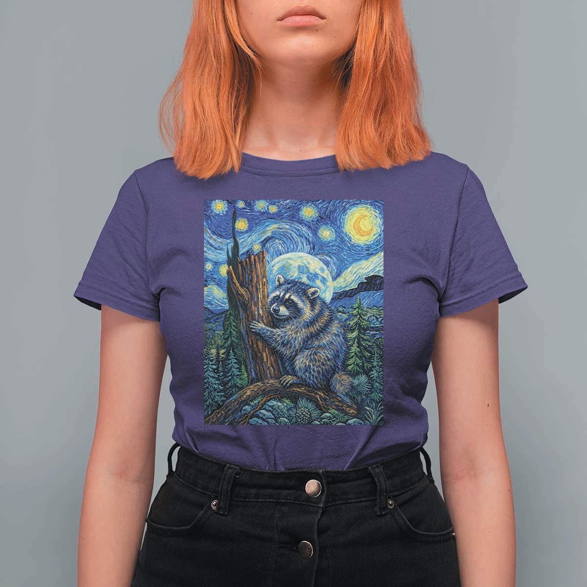 Seattle Trash Panda Starry Night Graphic T Shirt For Women Funny Short King Raccoon