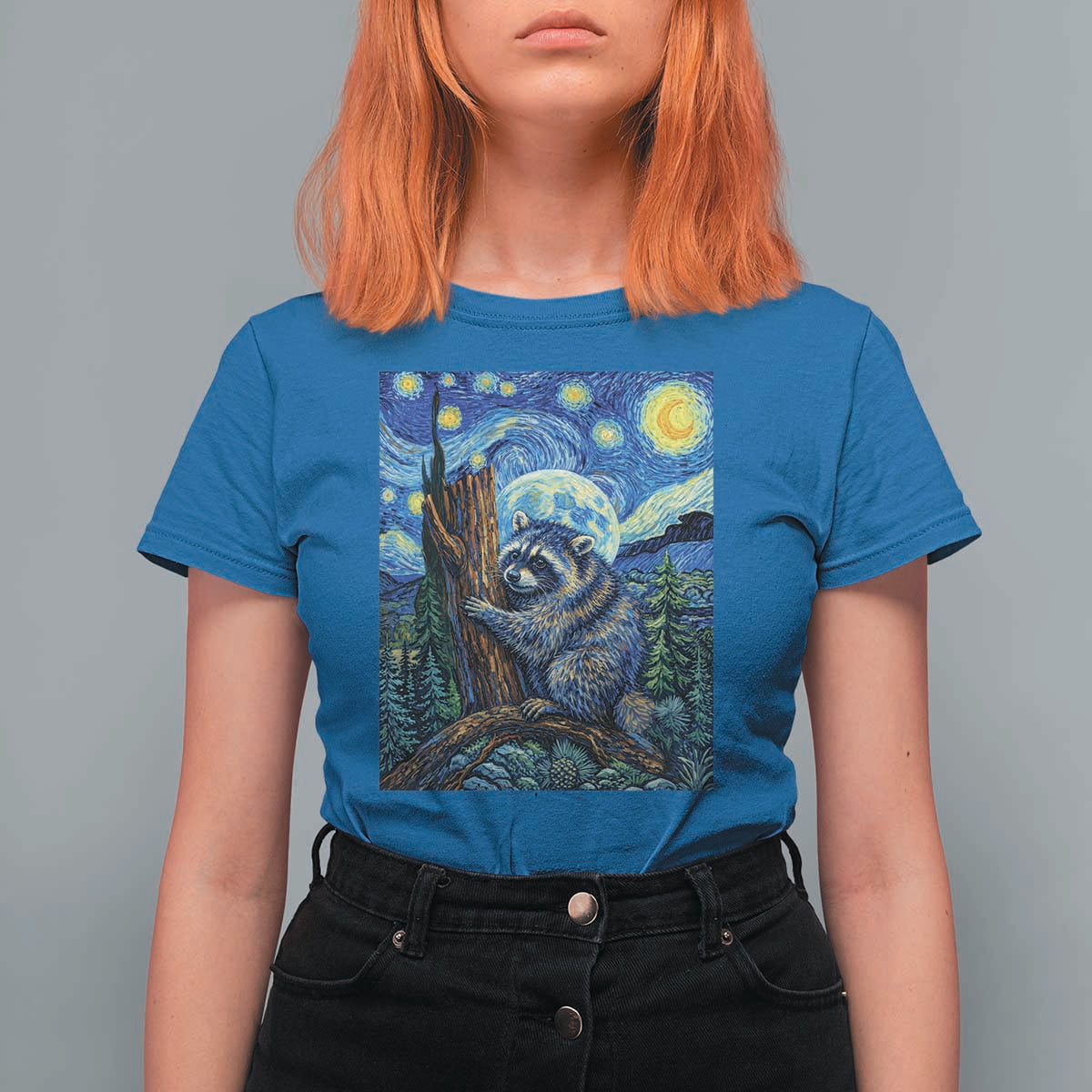 Seattle Trash Panda Starry Night Graphic T Shirt For Women Funny Short King Raccoon