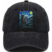 Seattle Trash Panda Starry Night Graphic Washed Cotton Baseball Cap Funny Short King Raccoon