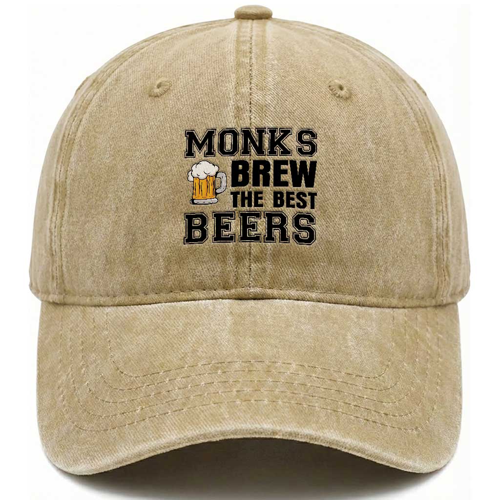 Monks Brew The Best Beers Washed Cotton Baseball Cap Funny Craft Beer Brewer