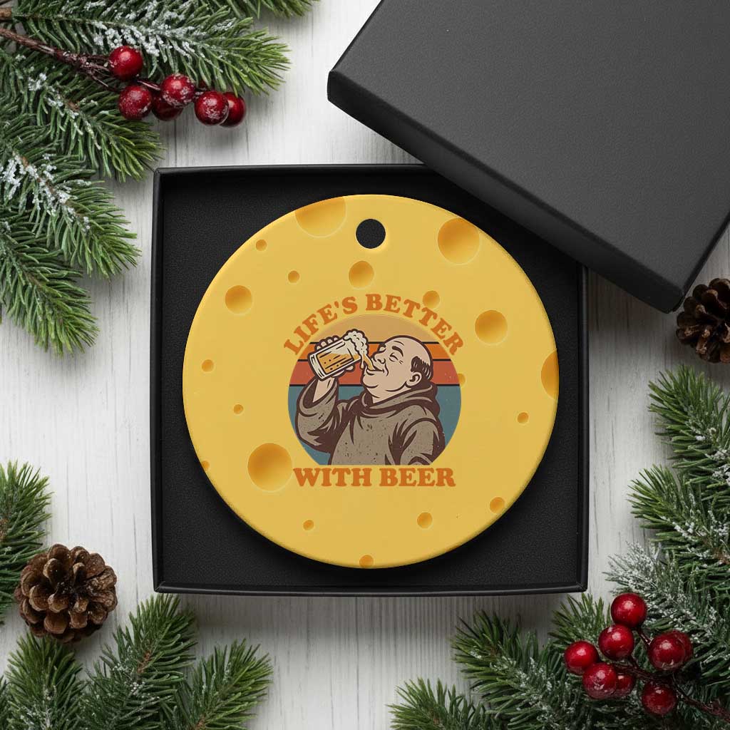 Funny Craft Beer Drinker Monks Ceramic Ornament Lifes Better With Beer
