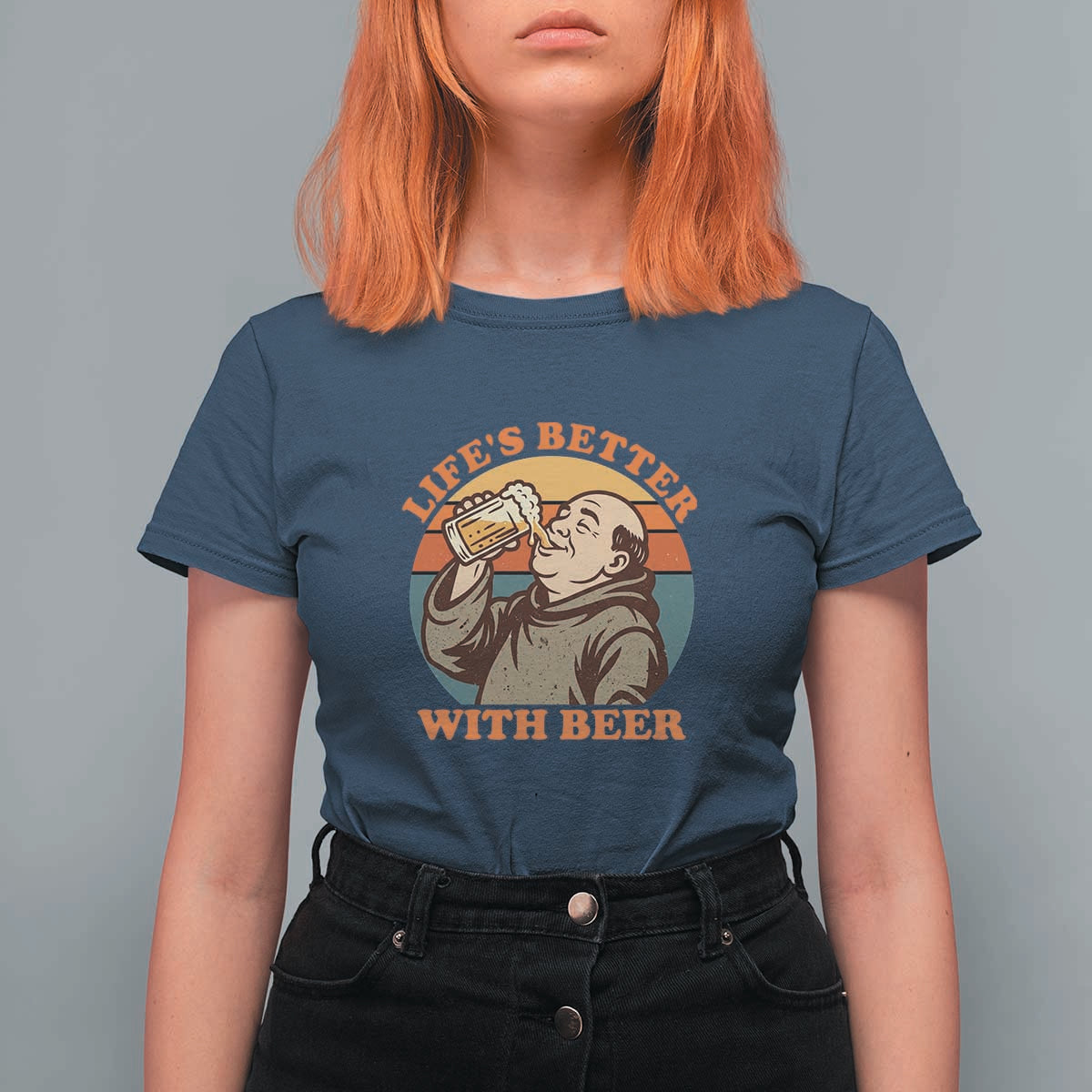 Funny Craft Beer Drinker Monks T Shirt For Women Lifes Better With Beer