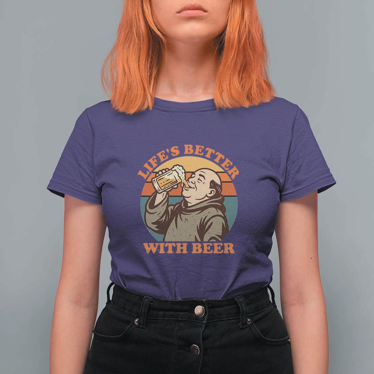 Funny Craft Beer Drinker Monks T Shirt For Women Lifes Better With Beer