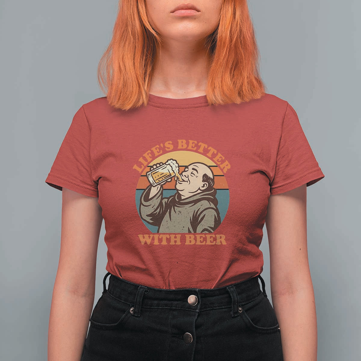 Funny Craft Beer Drinker Monks T Shirt For Women Lifes Better With Beer