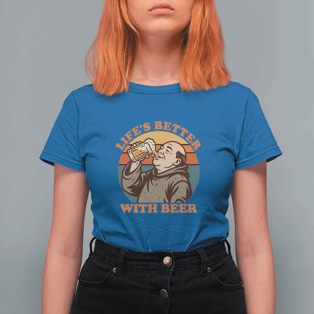 Funny Craft Beer Drinker Monks T Shirt For Women Lifes Better With Beer
