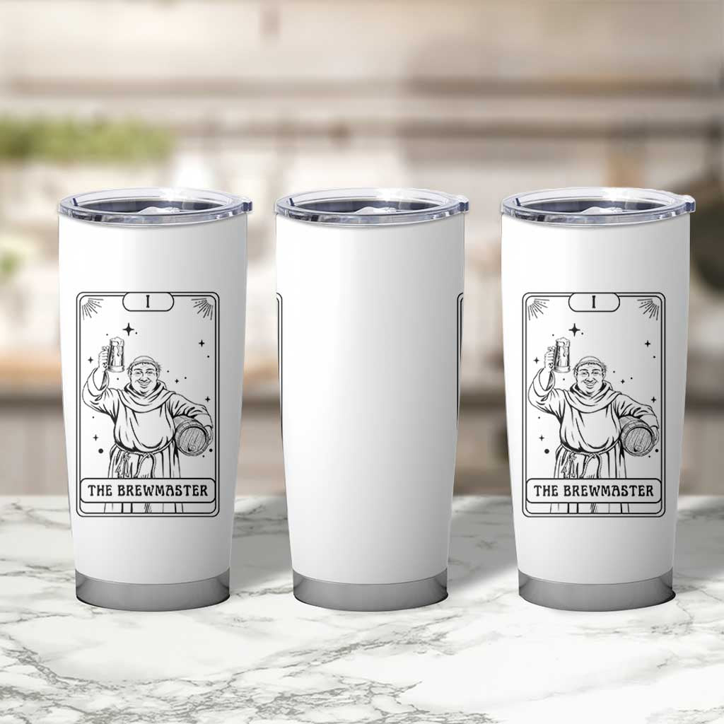 The Brewmaster Tarot Card Tumbler Cup Vintage Craft Beer Monk Brewery Art