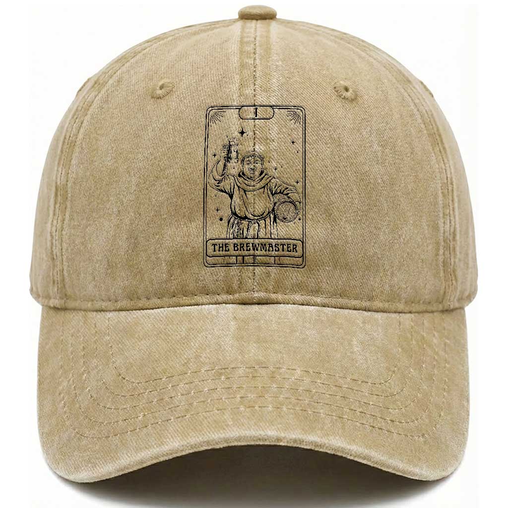 The Brewmaster Tarot Card Washed Cotton Baseball Cap Vintage Craft Beer Monk Brewery Art