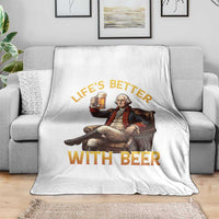 George Washington Lifes Better With Beer Throw Blanket Funny Founding Father Beer Lover