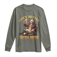 George Washington Lifes Better With Beer Long Sleeve Shirt Funny Founding Father Beer Lover