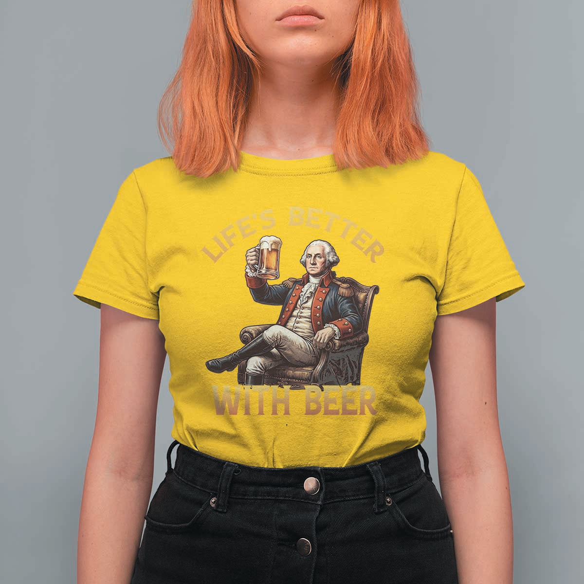 George Washington Lifes Better With Beer T Shirt For Women Funny Founding Father Beer Lover