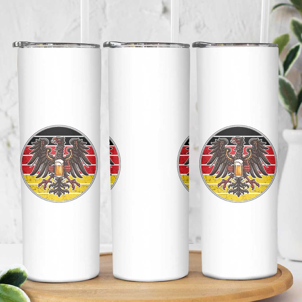 German Eagle Beer Lover Skinny Tumbler Vintage Bavarian Oktoberfest Beer