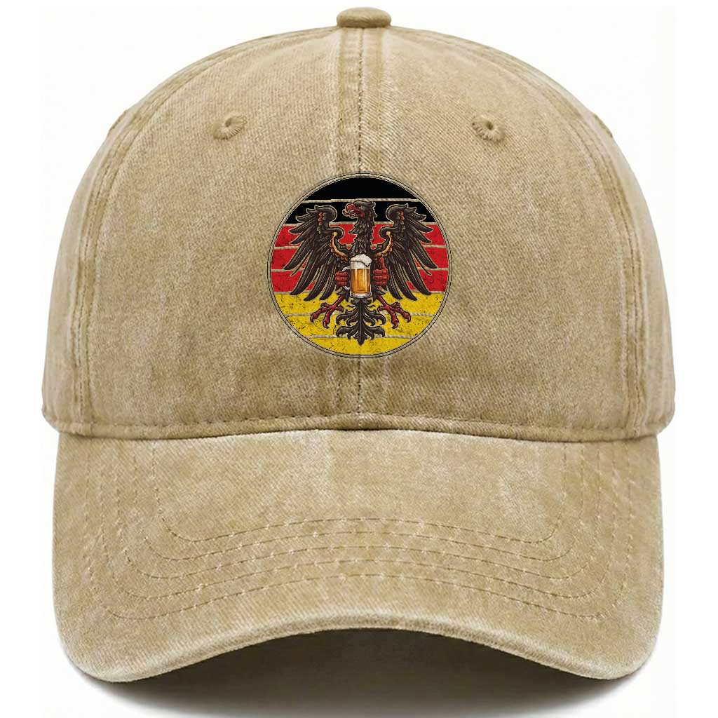 German Eagle Beer Lover Washed Cotton Baseball Cap Vintage Bavarian Oktoberfest Beer