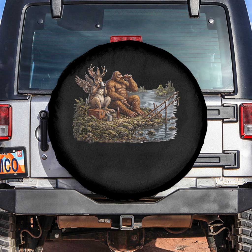 Funny Wolpertinger Bigfoot Fishing Spare Tire Cover Beer Drinking Cryptid Fisherman Gift