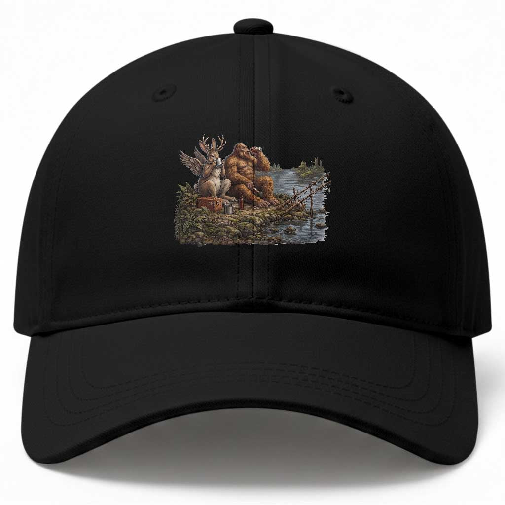 Funny Wolpertinger Bigfoot Fishing Baseball Cap Beer Drinking Cryptid Fisherman Gift
