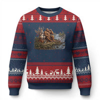 Funny Wolpertinger Bigfoot Fishing Ugly Christmas Sweater Beer Drinking Cryptid Fisherman Gift
