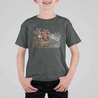 Funny Wolpertinger Bigfoot Fishing T Shirt For Kid Beer Drinking Cryptid Fisherman Gift