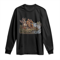Funny Wolpertinger Bigfoot Fishing Long Sleeve Shirt Beer Drinking Cryptid Fisherman Gift