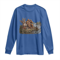 Funny Wolpertinger Bigfoot Fishing Long Sleeve Shirt Beer Drinking Cryptid Fisherman Gift