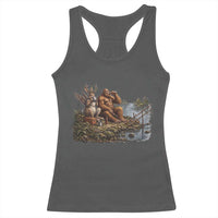 Funny Wolpertinger Bigfoot Fishing Racerback Tank Top Beer Drinking Cryptid Fisherman Gift
