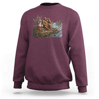 Funny Wolpertinger Bigfoot Fishing Sweatshirt Beer Drinking Cryptid Fisherman Gift