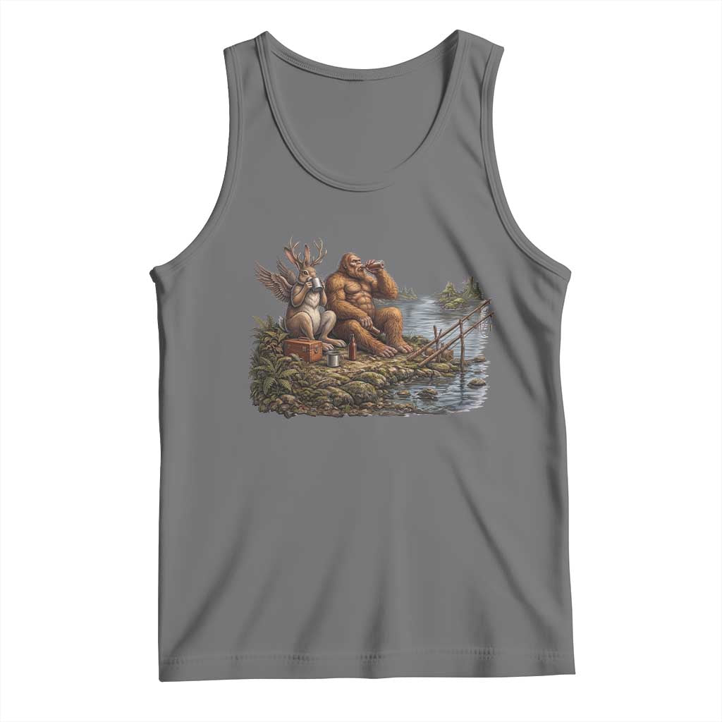 Funny Wolpertinger Bigfoot Fishing Tank Top Beer Drinking Cryptid Fisherman Gift