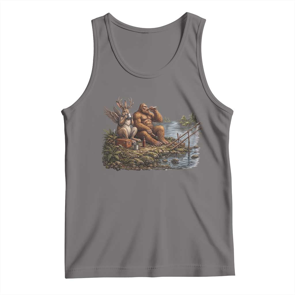 Funny Wolpertinger Bigfoot Fishing Tank Top Beer Drinking Cryptid Fisherman Gift