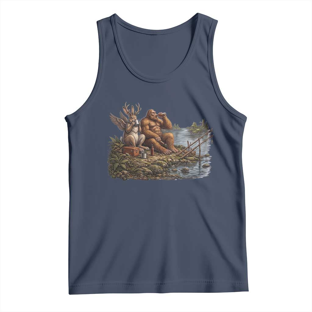 Funny Wolpertinger Bigfoot Fishing Tank Top Beer Drinking Cryptid Fisherman Gift