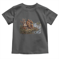 Funny Wolpertinger Bigfoot Fishing Toddler T Shirt Beer Drinking Cryptid Fisherman Gift