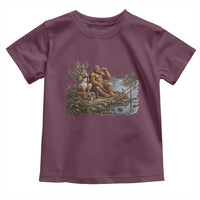 Funny Wolpertinger Bigfoot Fishing Toddler T Shirt Beer Drinking Cryptid Fisherman Gift
