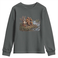 Funny Wolpertinger Bigfoot Fishing Youth Sweatshirt Beer Drinking Cryptid Fisherman Gift