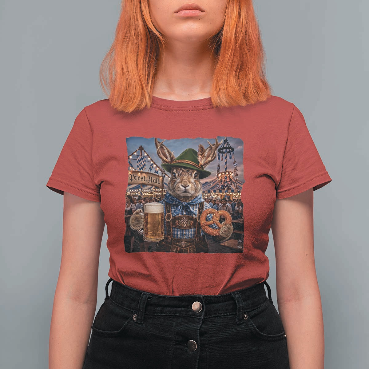 Prost Yall Wolpertinger Oktoberfest Bavarian Folklore T Shirt For Women