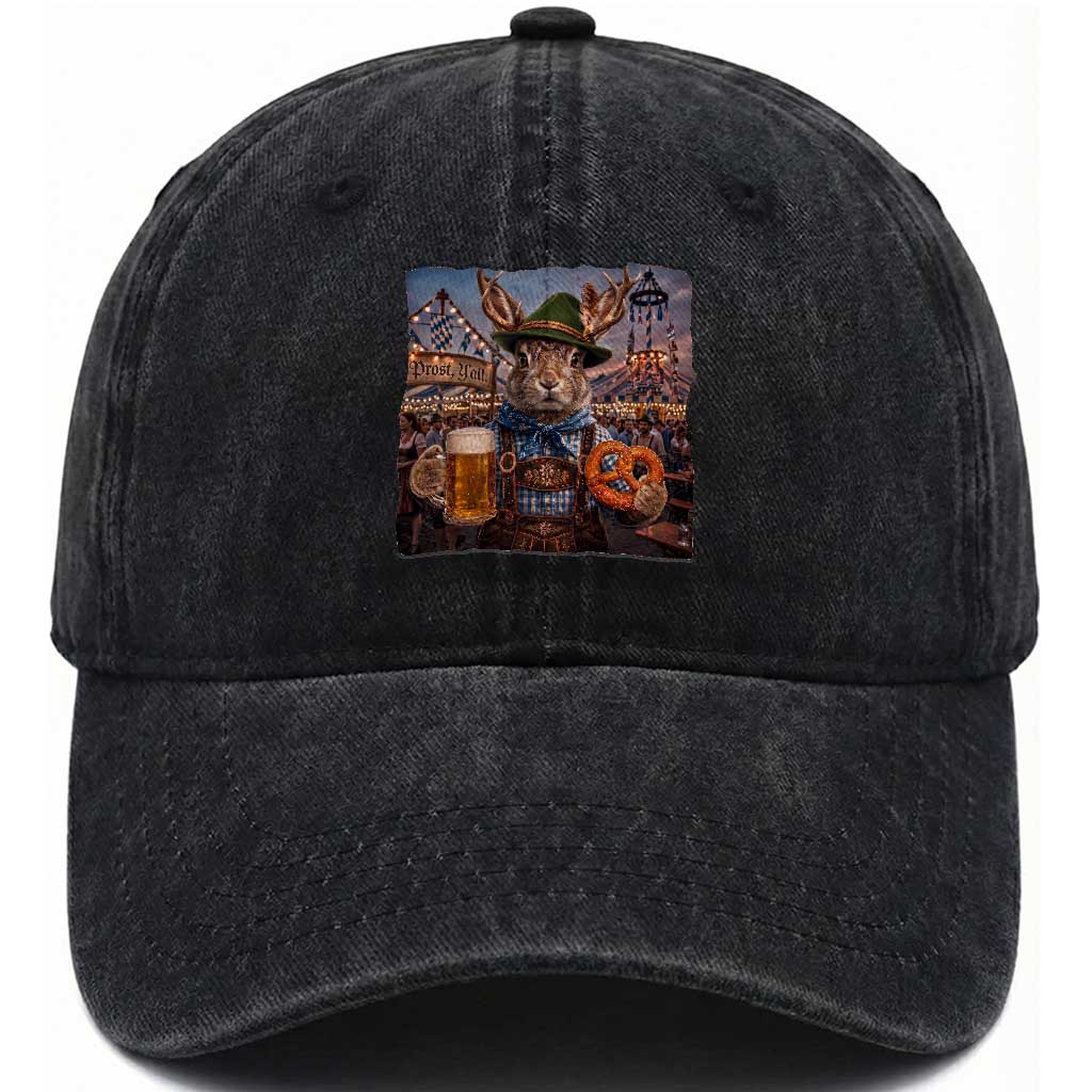 Prost Yall Wolpertinger Oktoberfest Bavarian Folklore Washed Cotton Baseball Cap