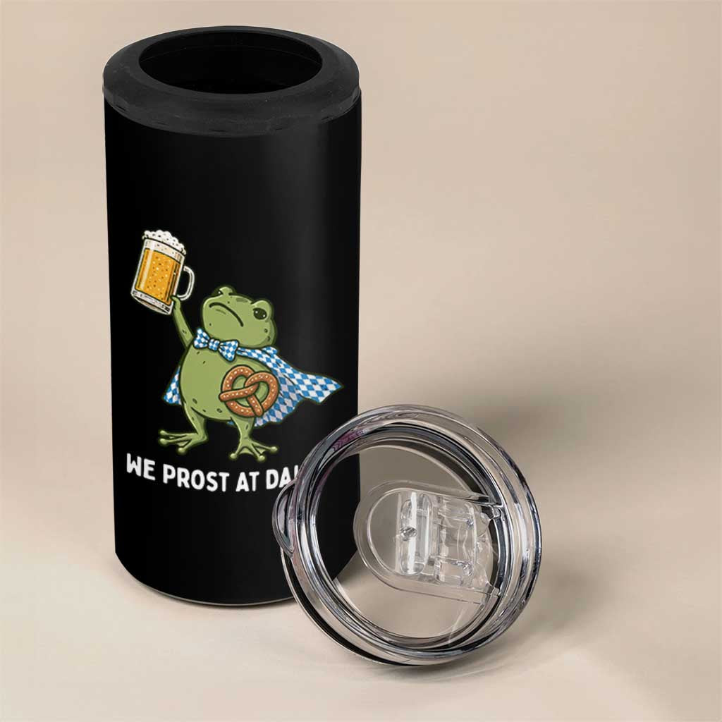 Funny Frog Oktoberfest Bavarian Beer Lover 4 in 1 Can Cooler Tumbler We Prost At Dawn
