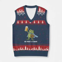 Funny Frog Oktoberfest Bavarian Beer Lover V-Neck Knit Sweater Vest We Prost At Dawn