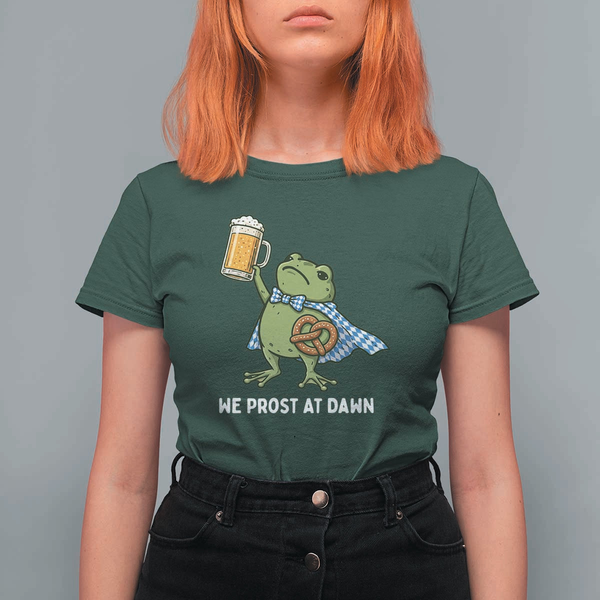 Funny Frog Oktoberfest Bavarian Beer Lover T Shirt For Women We Prost At Dawn