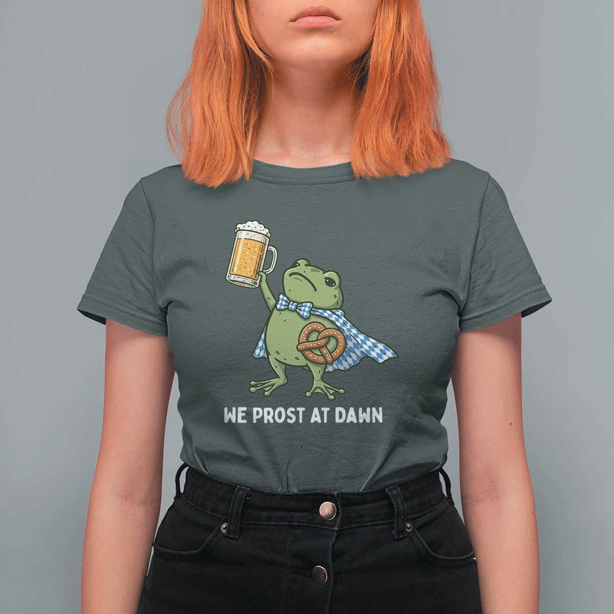 Funny Frog Oktoberfest Bavarian Beer Lover T Shirt For Women We Prost At Dawn