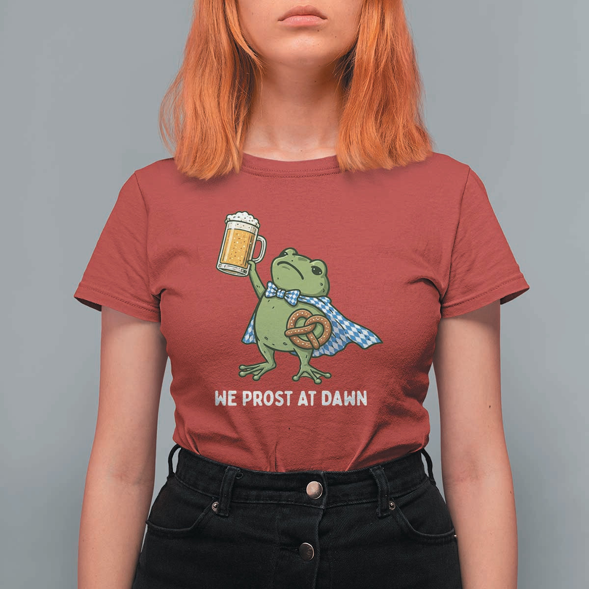 Funny Frog Oktoberfest Bavarian Beer Lover T Shirt For Women We Prost At Dawn