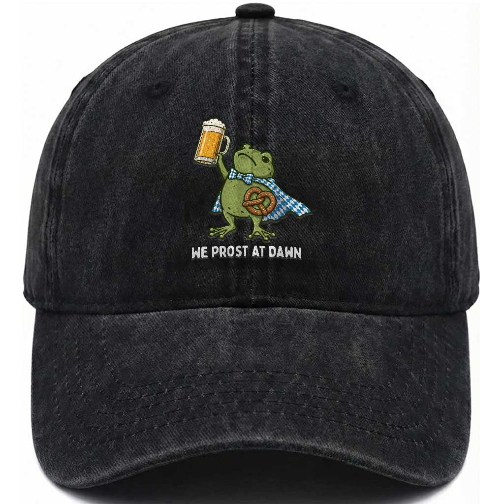 Funny Frog Oktoberfest Bavarian Beer Lover Washed Cotton Baseball Cap We Prost At Dawn