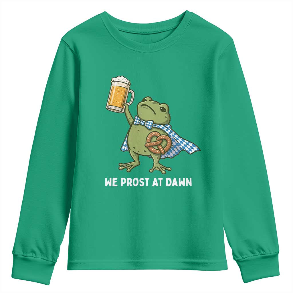 Funny Frog Oktoberfest Bavarian Beer Lover Youth Sweatshirt We Prost At Dawn