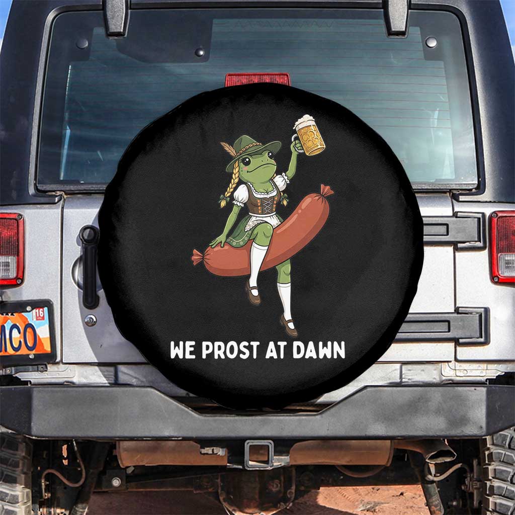 Funny Oktoberfest Frog Spare Tire Cover We Prost At Dawn Dirndl Sausage Beer Lover