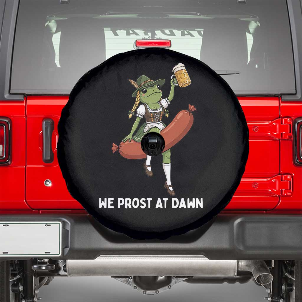 Funny Oktoberfest Frog Spare Tire Cover We Prost At Dawn Dirndl Sausage Beer Lover