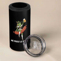 Funny Oktoberfest Frog 4 in 1 Can Cooler Tumbler We Prost At Dawn Dirndl Sausage Beer Lover
