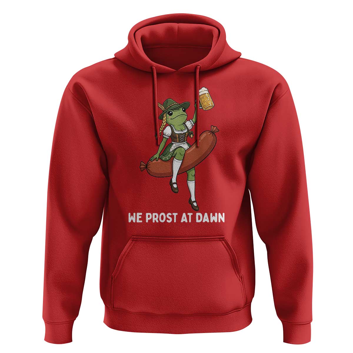 Funny Oktoberfest Frog Hoodie We Prost At Dawn Dirndl Sausage Beer Lover